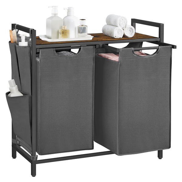 VASAGLE Laundry Hamper with Shelf and Pull Out Bags UBLH201G01