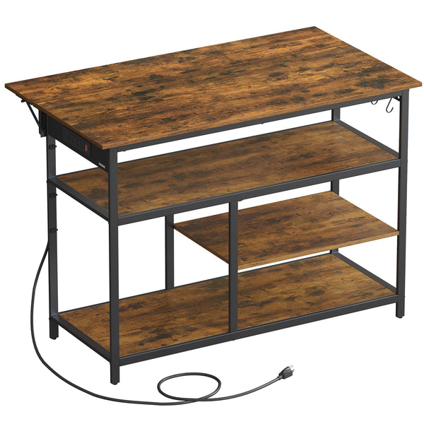 VASAGLE Rolling kitchen island with drop leaf and power outlet UKKI013K01