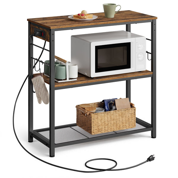 VASAGLE Metal kitchen island with power outlet and hooks UKKI102KD02S