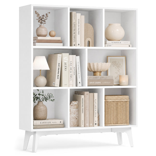 VASAGLE Mid-Century Modern 8-Cube Bookshelf ULBC191WB01S
