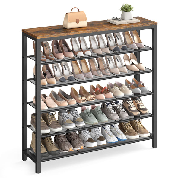 VASAGLE Shoe Rack with Mesh Shelves ULBS016B01