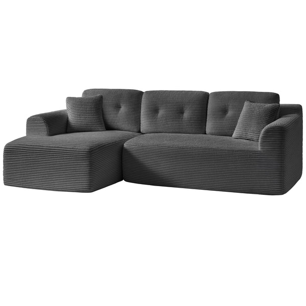 VASAGLE VASAGLE 108.3 Inches Boneless Couch with Chaise, Modular Sectional Sofa, Modern Cloud Couch with Deep Seat, L-Shape Corduroy Sofa for Living Room, Left-Facing Chaise ULCS181GN01