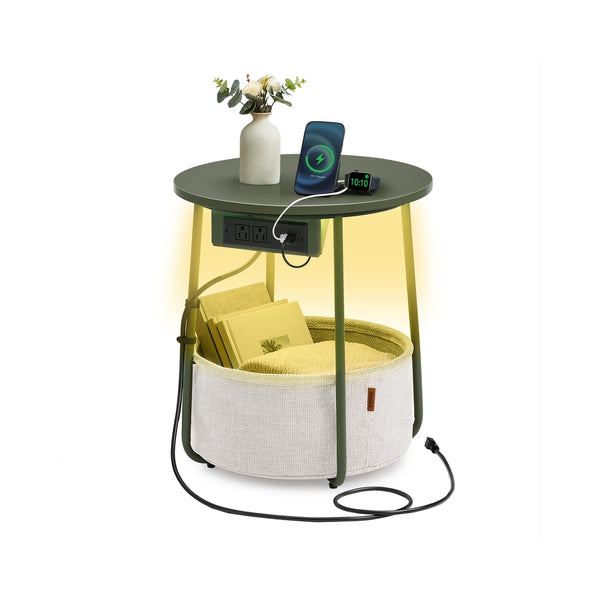 VASAGLE Lilea Collection - Side Table with Charging Station ULET227C01