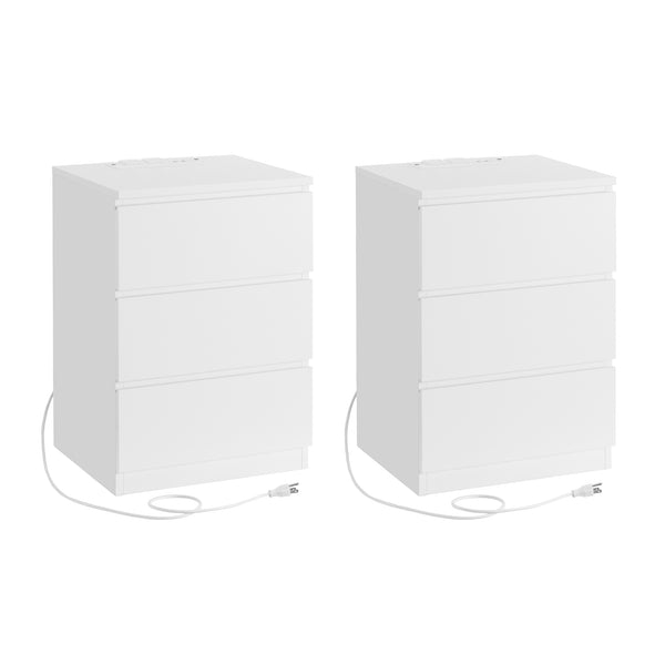 VASAGLE VASAGLE Nightstands with Charging Station, Set of 2 ULET731W16
