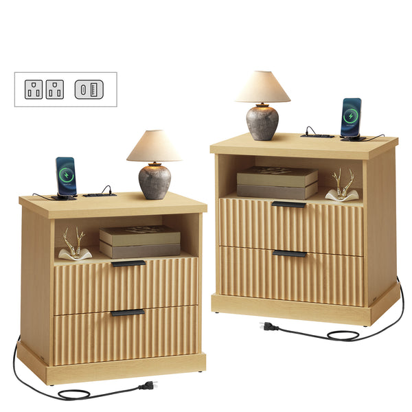VASAGLE MAXE Collection - Set of 2 Nightstands with Charging Station ULET926Y01