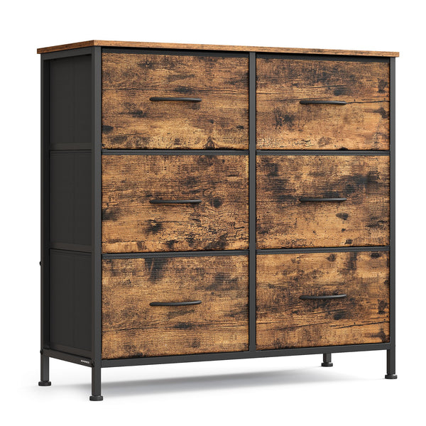 SONGMICS Tall Fabric Bedroom Storage Organizer with 6 Drawers ULGS123B02S