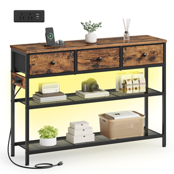 SONGMICS LED Powered Entryway Storage with Fabric Drawers ULGS198K101