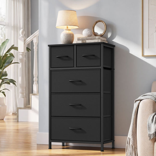 SONGMICS Tall fabric dresser with steel frame and wooden top ULGS431B101S