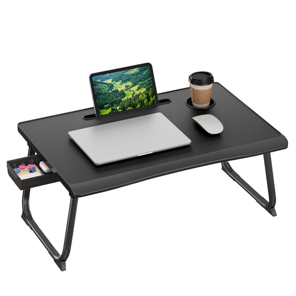 SONGMICS Foldable Lap Desk, Portable Bed Desk Table Tray w/Cup Holder Tray ULLD120B101
