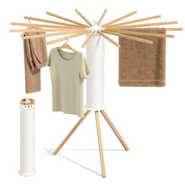 SONGMICS Foldable Rotary Clothes Drying Rack with 16 Pull-Out Arms ULLR530YW01
