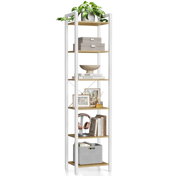 VASAGLE Tall bookshelf with steel frame for living room and home office ULLS101K02