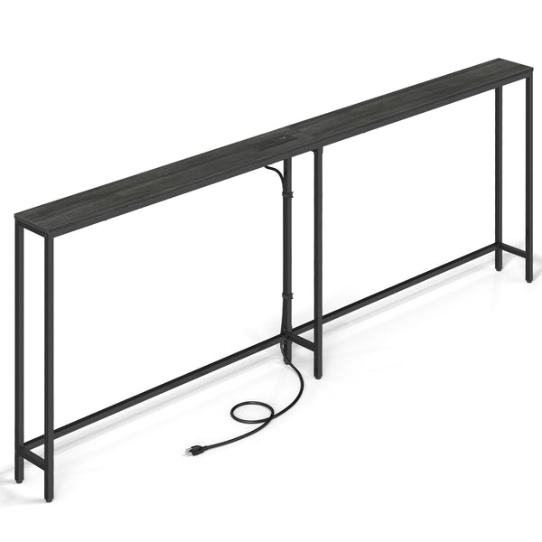 VASAGLE Narrow Entryway Table with Outlet and Hooks ULNT077B201