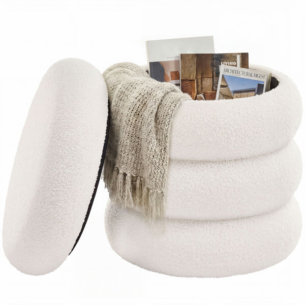 SONGMICS Round storage ottoman with removable lid ULOM015WD01
