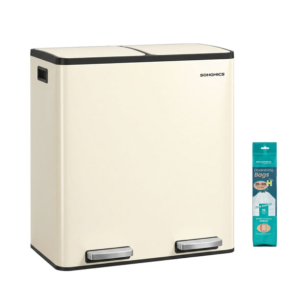 SONGMICS Double compartment stainless steel trash can for recycling ULTB160AZ01