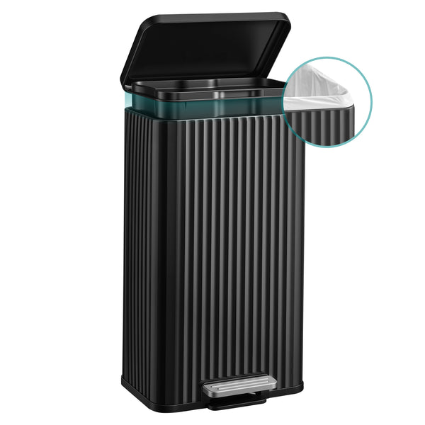 SONGMICS Stainless steel kitchen pedal bin with soft close lid and inner bucket ULTB330BZ01