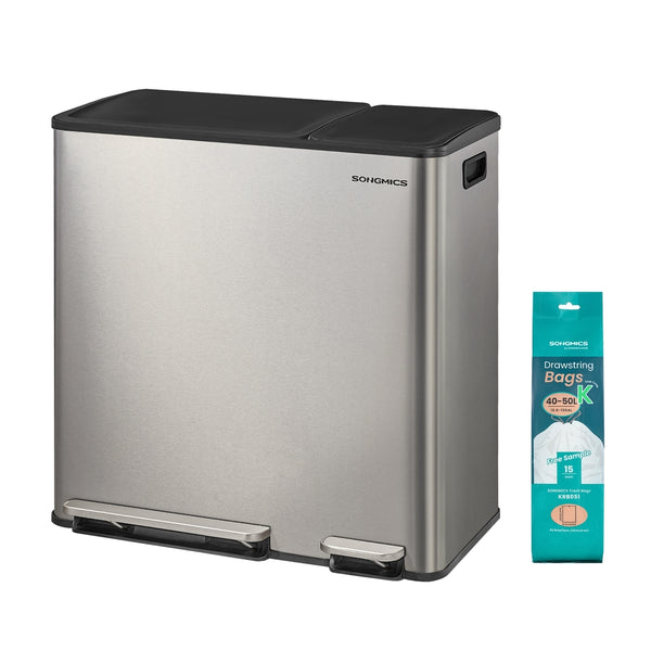 SONGMICS Dual Compartment Trash Can with Pedal Lid ULTB770EZ01