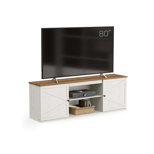VASAGLE Farmhouse TV stand with storage cabinets and sliding barn doors ULTV537W01-1