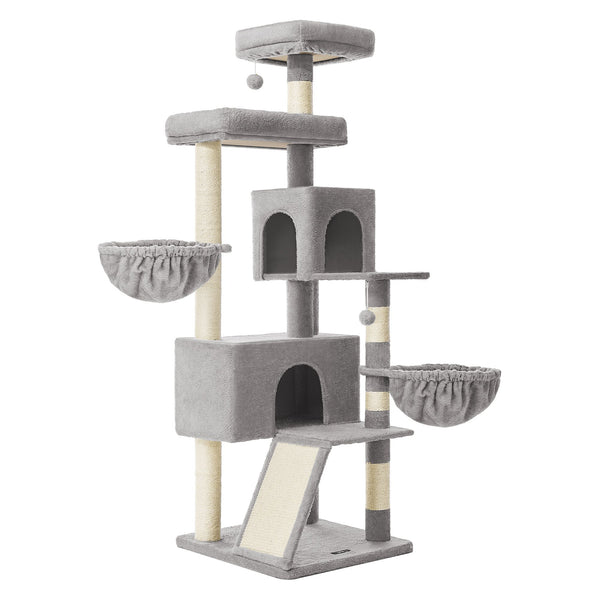 Feandrea Large Cat Tree Tower, 68.5-Inch Tall Cat Condo with Large Perch UPCT006G01