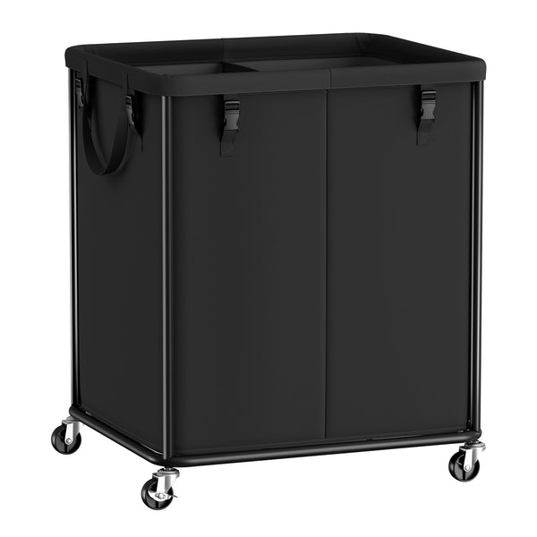 SONGMICS Laundry Basket with Wheels, Rolling Laundry Hamper with Steel Frame, Removable Liner Bag URLS032BH01