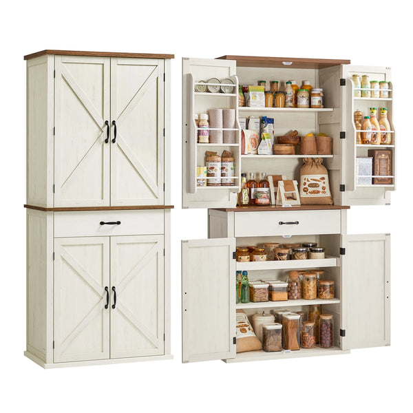 VASAGLE Liry Collection - Tall Farmhouse Kitchen Storage Cabinet with Barn Doors UBBK364W01