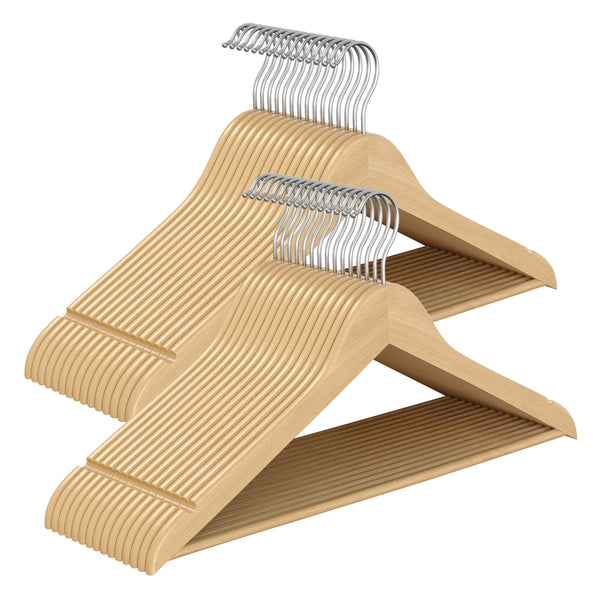 SONGMICS Wooden Hangers with 360° Swivel Hooks UCRW030K01