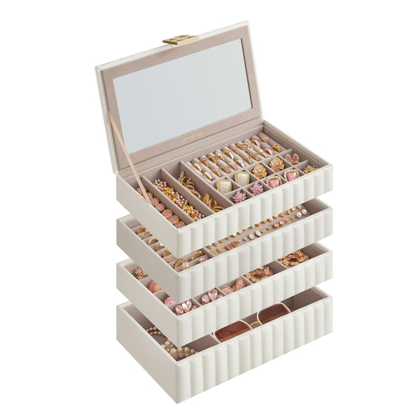 SONGMICS HOME ANAH Collection - Stackable Jewelry Box with Mirror UJBC181W01