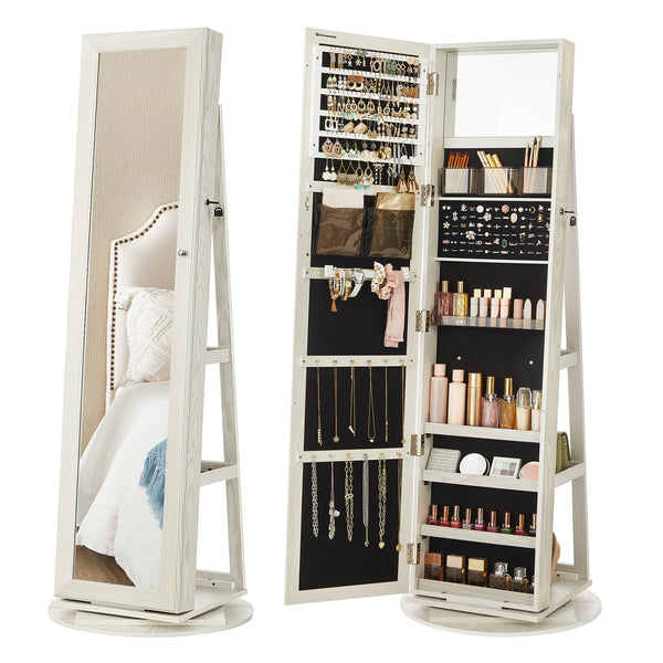 SONGMICS Lockable Jewelry Organizer with Full-Length Mirror UJJC006W01