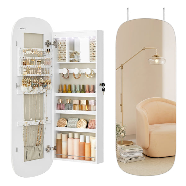 SONGMICS Wall Mounted Jewelry Organizer with Mirror UJJC026W01