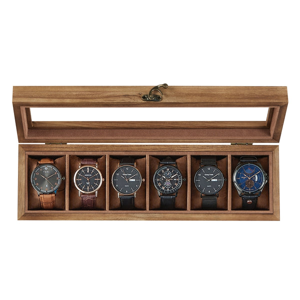 SONGMICS Wood Watch Box with Glass Lid UJOW006K01