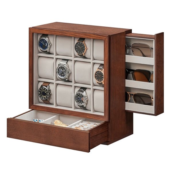 SONGMICS 12-Slot Wooden Watch Box UJOW014K01