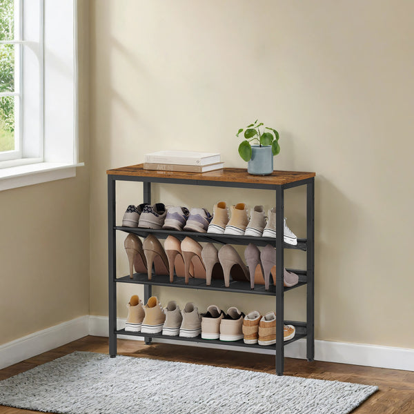 VASAGLE Four tier shoe storage rack with adjustable mesh shelves ULBB35S040B01