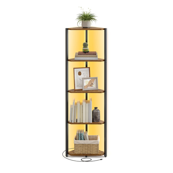 VASAGLE Corner Shelf Stand with LED Lights ULBC590K01