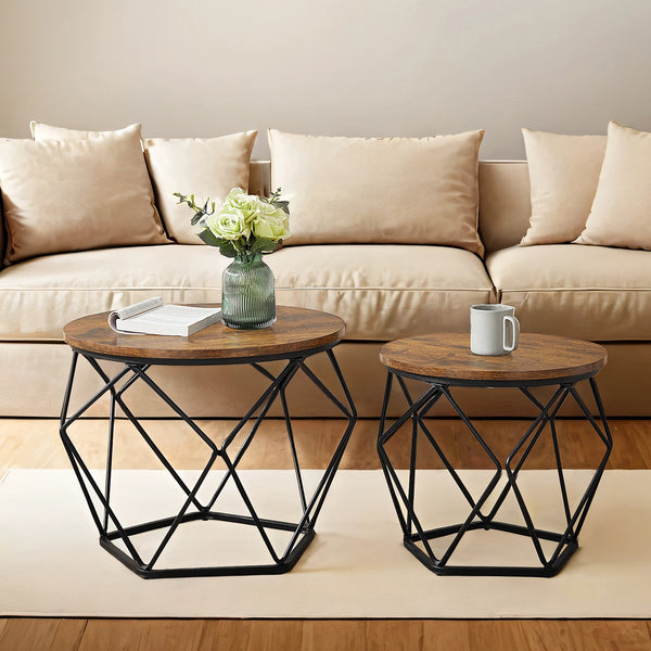 VASAGLE Round coffee table and side table set for living room and office ULCB35T041K01