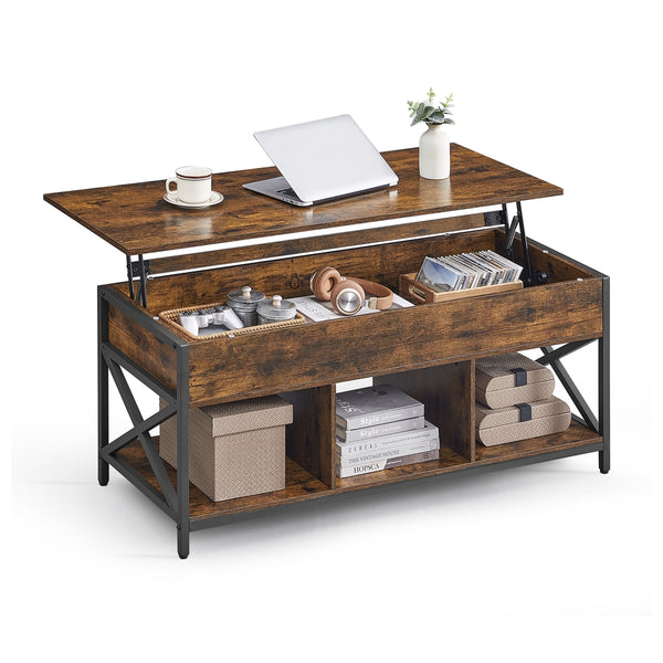 VASAGLE Daxton Collection - Industrial Brown Lift Top Coffee Table ULCT212B01