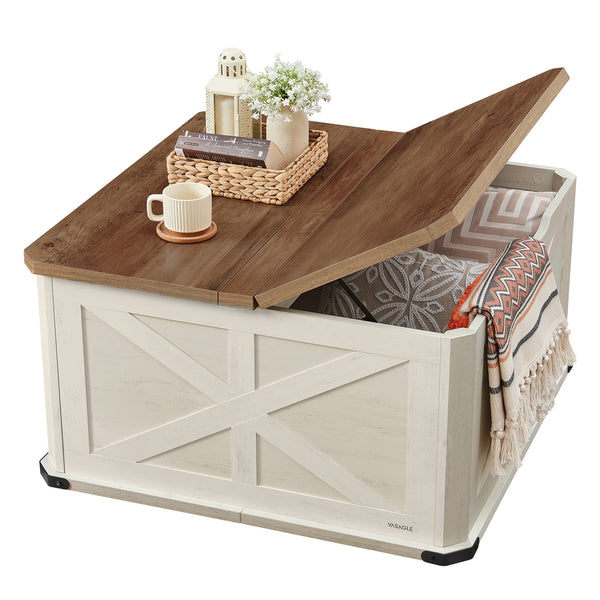 VASAGLE Liry Collection - Farmhouse Coffee Table with Storage ULCT232W73