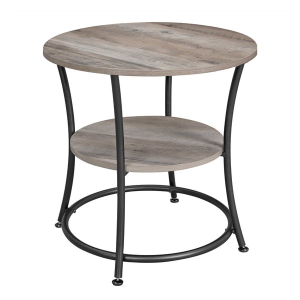 VASAGLE Round End Table with 2 Shelves ULET56BG