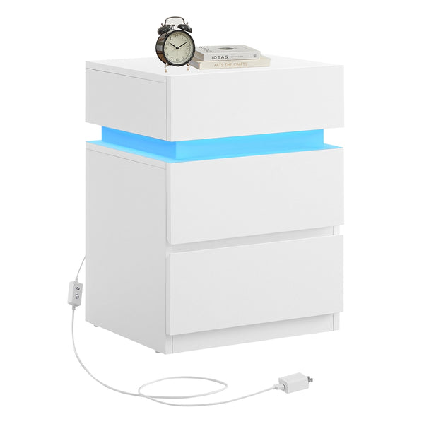 VASAGLE Kailyn Collection - Bedside Table with LED Lights ULET630T12