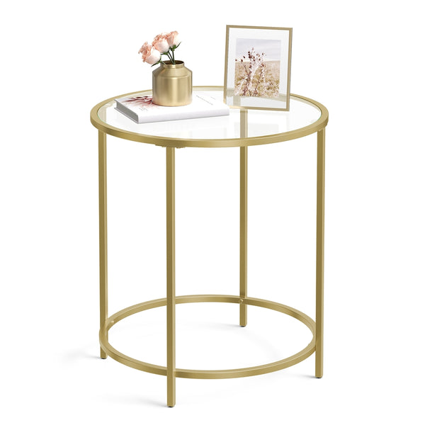 VASAGLE Baris Collection - Glass End Table with Metal Frame ULGT20G