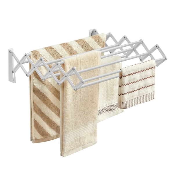 SONGMICS Wall-Mounted Expandable Steel Clothes Drying Rack with 9 Rods ULLR802W01