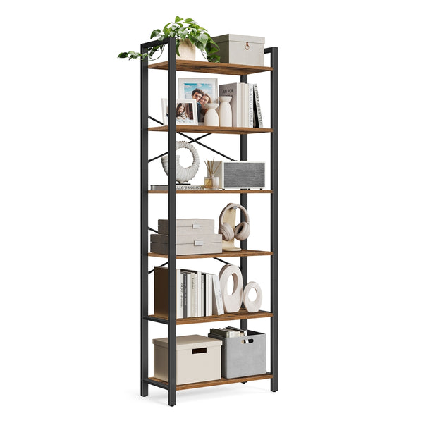 VASAGLE 6-Tier Industrial Tall Bookshelf ULLS062B01