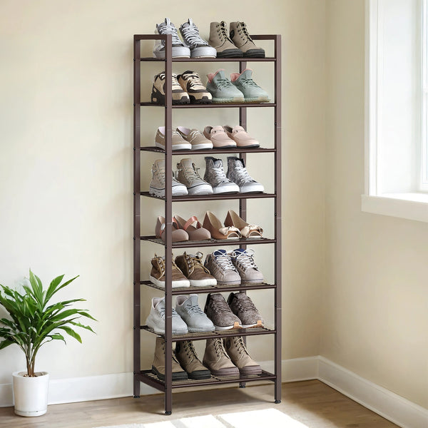 SONGMICS Tall metal shoe rack shelf for closet and small entryway spaces ULMB35R028A01