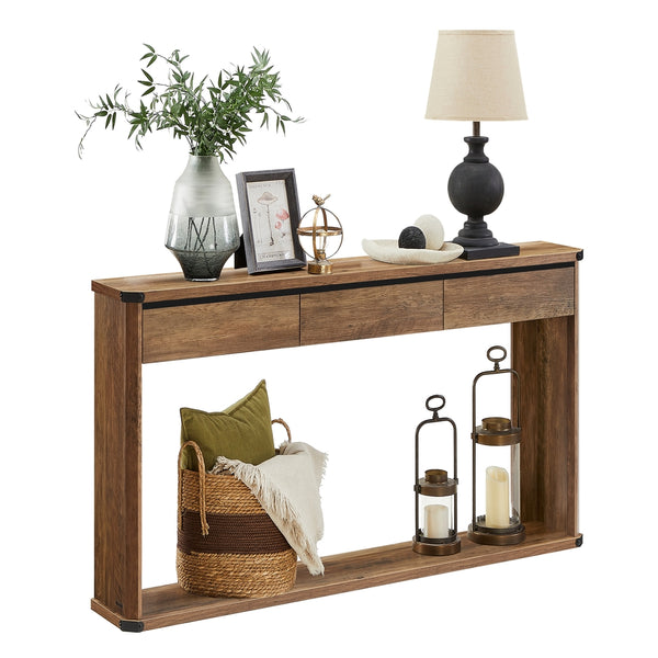 VASAGLE Narrow Entryway Table with 3 Drawers, Bottom Shelf ULNT143K41