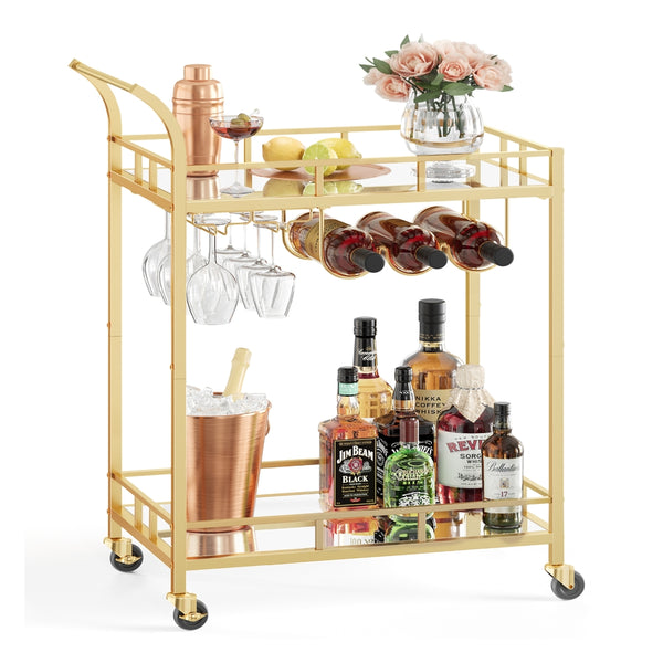 VASAGLE Wine Cart with 2 Mirrored Shelves ULRC092A62
