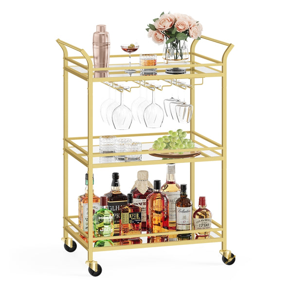 VASAGLE Small Bar Cart with 3-Tier Shelf ULRC100A01