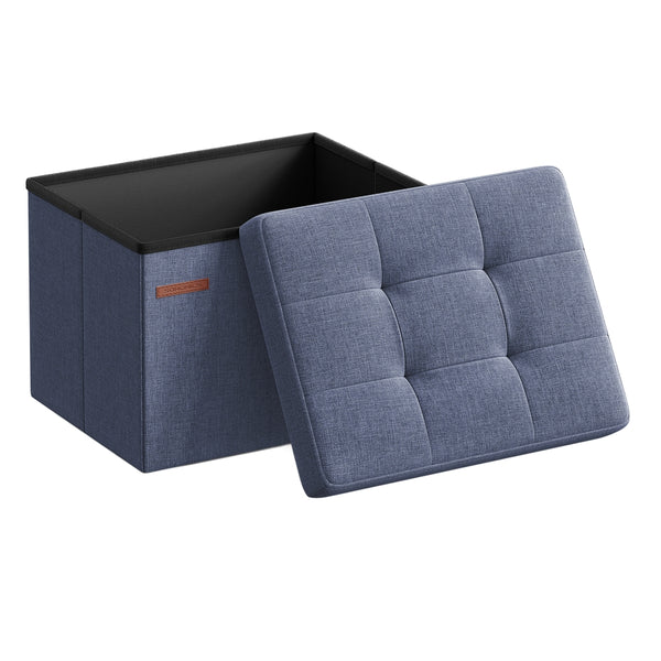SONGMICS MAZIE Collection - Small Folding Storage Ottoman, Linen-Look Fabric ULSF102Q01