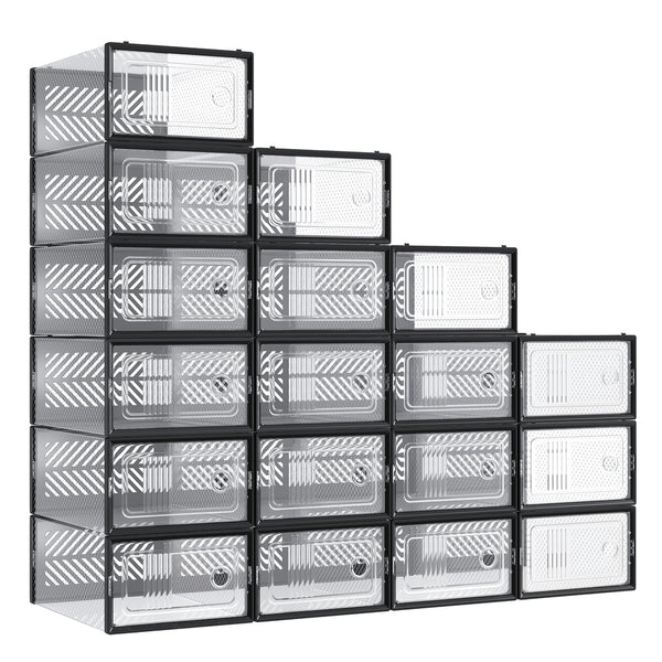 SONGMICS Stackable foldable shoe storage boxes for everyday footwear ULSP106B18V2