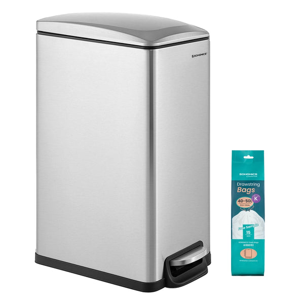 SONGMICS Slim Stainless Steel Trash Bin ULTB510E48