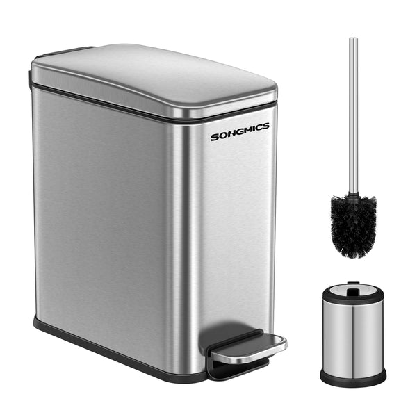 SONGMICS 1.3-Gallon Slim Stainless Steel Trash Bin ULTB560E0501