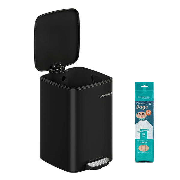 SONGMICS Stainless Trash Can 5.2-Gallon (20 L) with Inner Bucket ULTB592B01