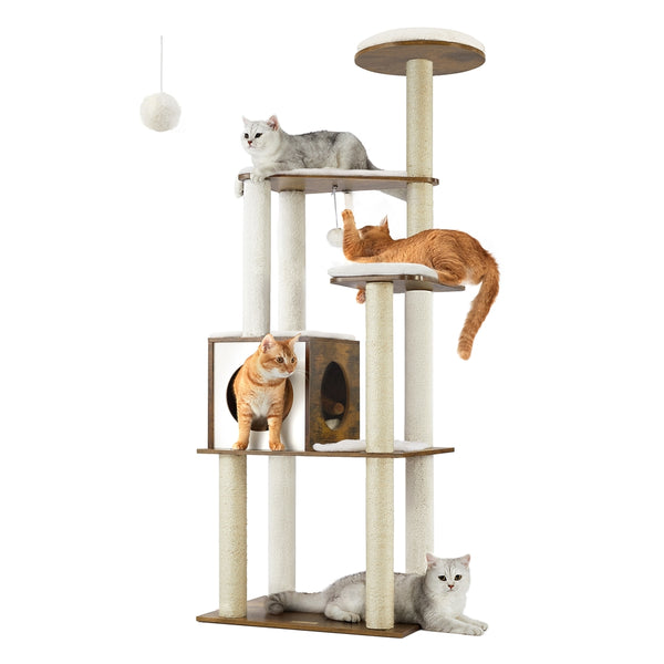 Feandrea WoodyWonders 65-Inch Multi-Level Cat Tree UPCT166X01